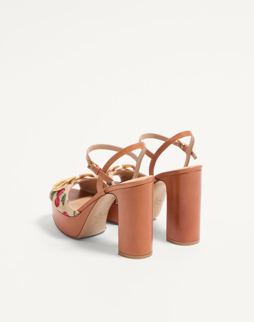 Valentino Garavani - Vlogo Signature Cherryfic Platform Sandal 115mm - Natural/red - Woman - Sandals